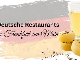 Los mejores restaurantes alemanes de Fráncfort del Meno: especialidades regionales y cocina de Fráncfort 12 Apfelwein und Handkäs mit Musik auf einer deutschen Flagge